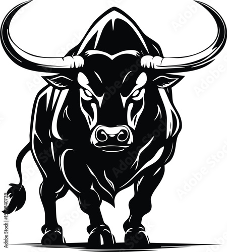 Bull Illustration Powerful Animal Horns Strength Drawing

