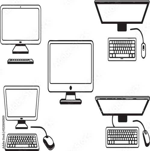 Computer Monitors and Peripherals Outline Icons