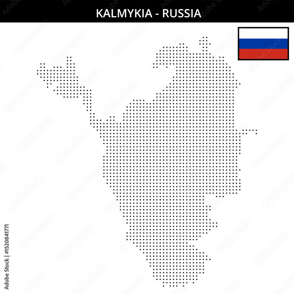 Obraz premium Small dots map of kalmykia in Russia