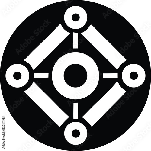Abstract black and white circular design with central focus and symmetrical elements