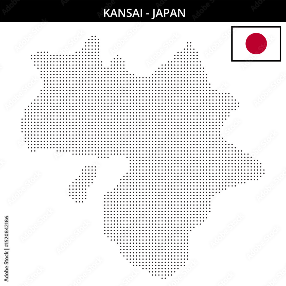 Obraz premium Small dots map of Kansai in Japan
