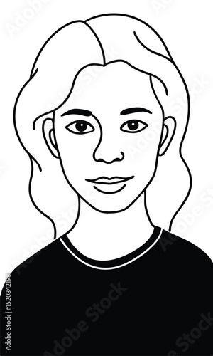 a portrait of a young woman with wavy hair. She has a calm and pleasant facial expression