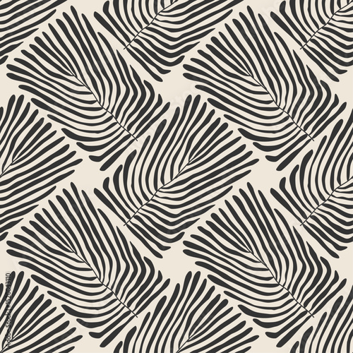 Trendy minimalist seamless botanical pattern with abstract creative hand drawn composition
