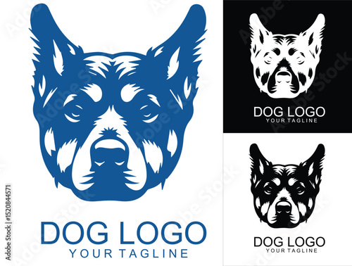 Sharp-Eared Guardian Dog Logo in Deep Blue Tones — Tailored for Police K9 Units, Watchdog Services