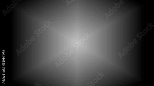 An abstract black-and-white design featuring a central radiant burst, forming a symmetrical star-like gradient