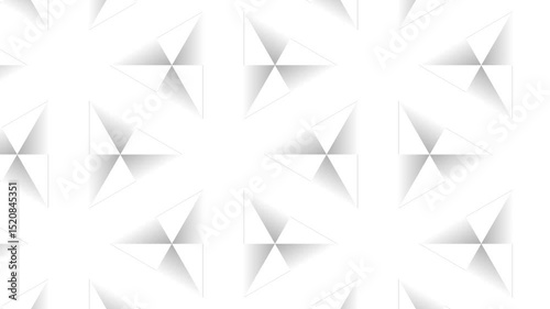 A seamless geometric pattern composed of interlocking triangular shapes rendered in grayscale gradients. The 3D shading effect creates an illusion of depth and motion, offering a futuristic