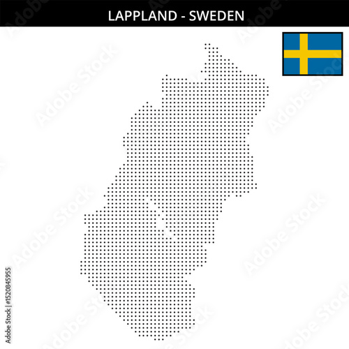 Small dots map of Lappland in Sweden