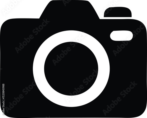 Simple black and white camera icon digital photography graphic design element