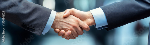 handshake between two businessmen，Wide banner, background, web horizontal image, wide image, banner, bulletin board, horizontal image.