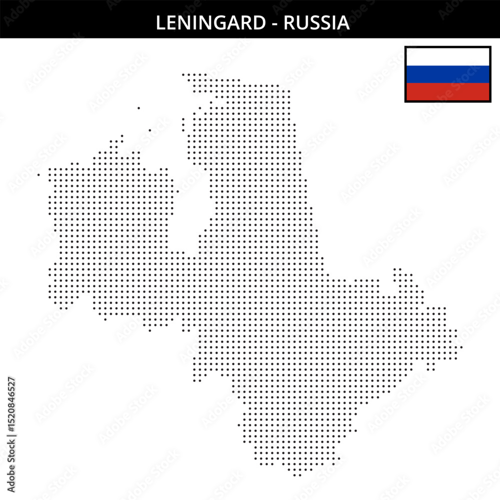 Obraz premium Small dots map of Leningard in Russia
