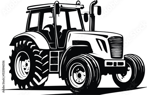 Tractor Illustration Vintage Farm Vehicle Machinery Drawing

