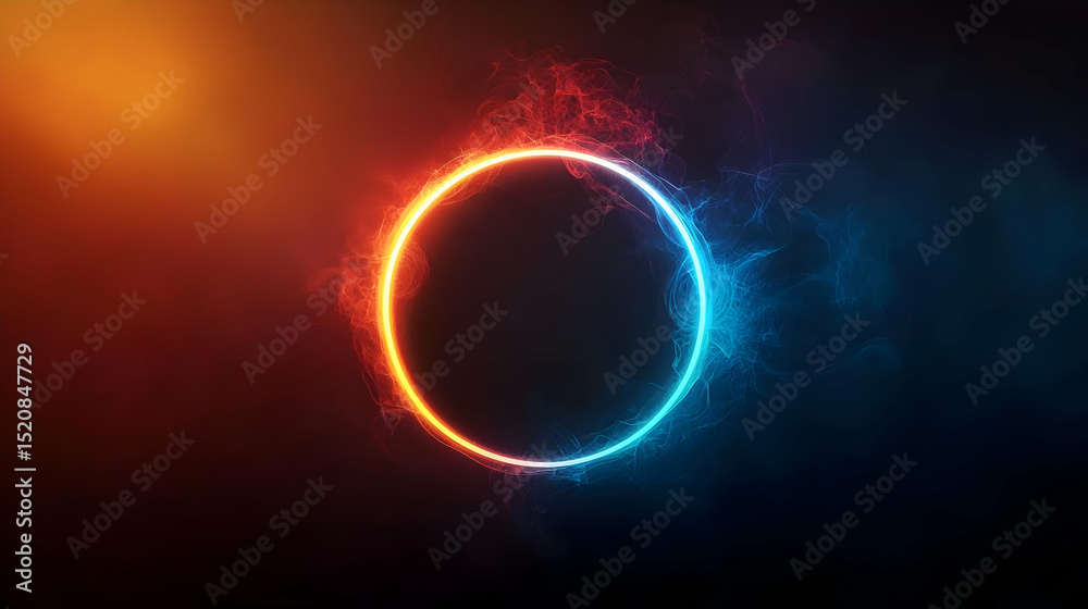 Obraz premium Glowing Neon Circle With Red And Blue Light