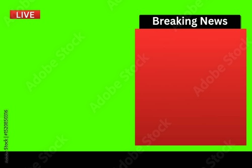 Breaking news banner with live Indicator on green screen background 