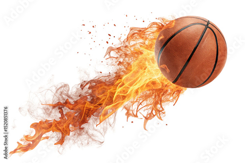Flaming basketball in grunge vector illustration for a fiery competition