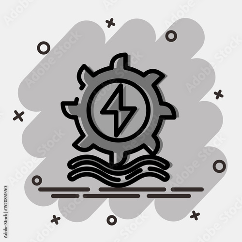 Icon hydro power. Renewable energy elements. Icon in comic style.