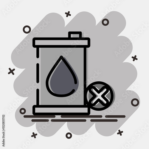 Icon no fossil fuel. Renewable energy elements. Icon in comic style.