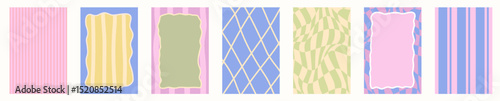 Scallop frame with line whimsical style. Wavy line decorative poster with text frame pastel color. Scallop border on cute poster. Vector illustration