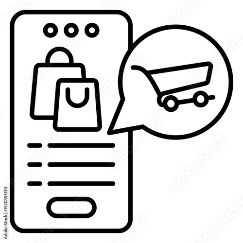 Mobile Shopping Outline Icon