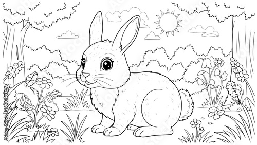 cartoon outline for coloring page, paper a4 printable, vector line art black and white illustration, white background
