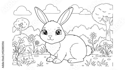 cartoon outline for coloring page, paper a4 printable, vector line art black and white illustration, white background
