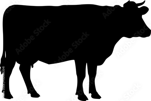 cow, silhouette, black and white, minimalist, vector illustration
