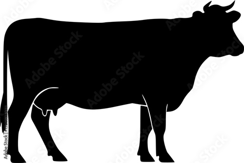 cow, silhouette, black and white, minimalist, vector illustration