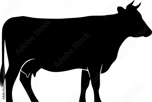 cow, silhouette, black and white, minimalist, vector illustration