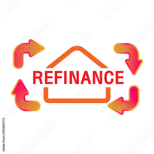 Minimal Refinance Vector Icon with Circular Arrows in Red and Orange