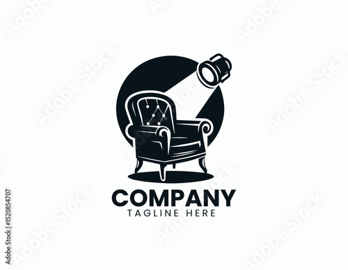 Spotlighted Chair Empty Stage Dramatic Ambiance Vector Logo Design