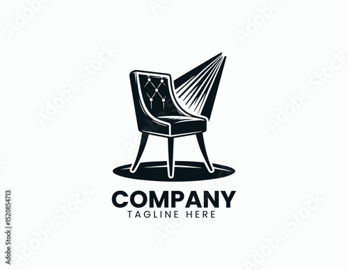 Spotlighted Chair Empty Stage Dramatic Ambiance Vector Logo Design
