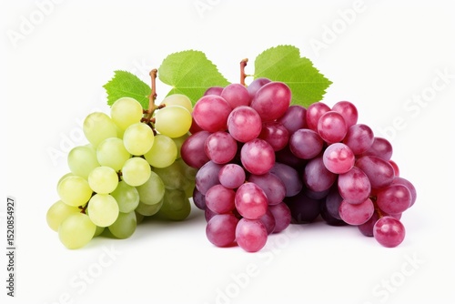 Wallpaper Mural Fresh grapes in various colors arranged on a white background for a vibrant display Torontodigital.ca