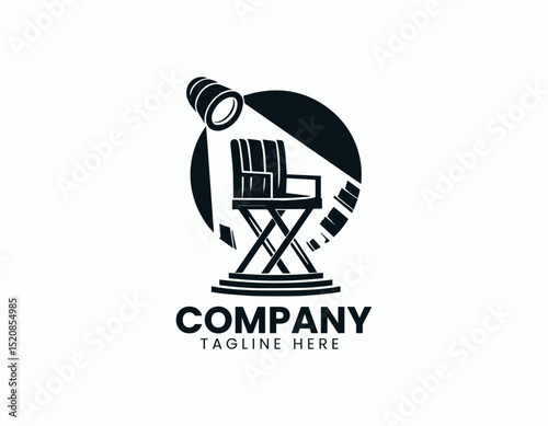 Spotlighted Chair Empty Stage Dramatic Ambiance Vector Logo Design