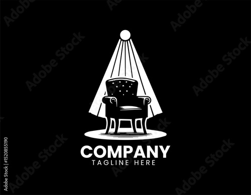 Spotlighted Chair Empty Stage Dramatic Ambiance Vector Logo Design