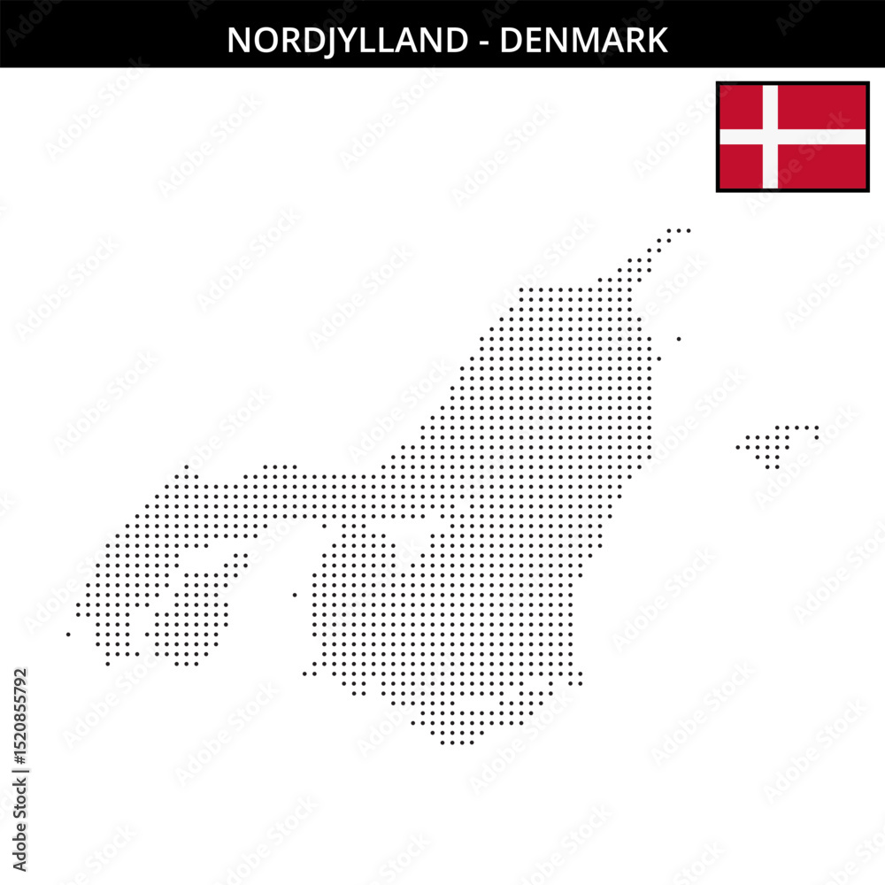 Obraz premium Small dots map of Nordjylland in Denmark