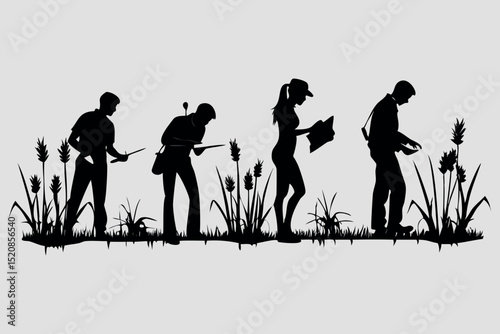 "Silhouettes of diverse  in various confident and stylish poses. Each figure showcases a different stance and attitude, symbolizing empowerment, elegance, and individuality. The background is whi