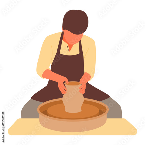 Artisan Potter Shaping Clay on Wheel