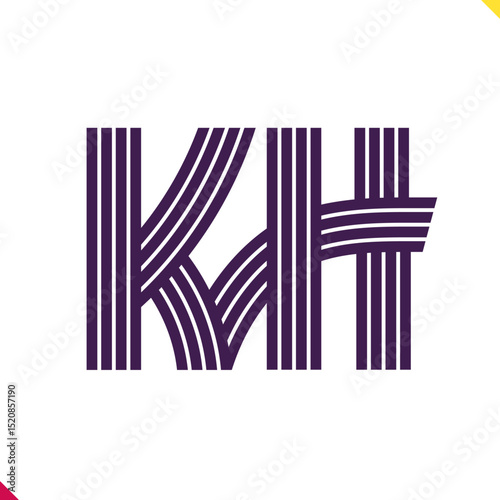 Parallel line monogram initial logo, combination of letter K and H. Best for name abbreviation.