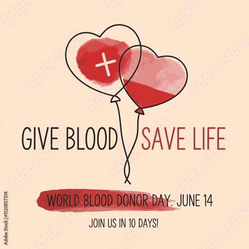 Minimal awareness design with heart balloons and donor date promoting save life message for global sharing