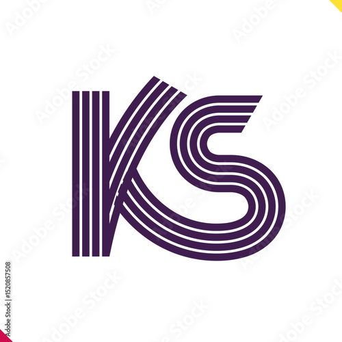 Parallel line monogram initial logo, combination of letter K and S. Best for name abbreviation.