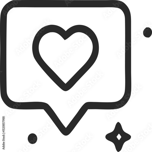 Social media icon heart in a speech bubble. Perfect for online communication websites, social media platforms, and messaging applications designs.