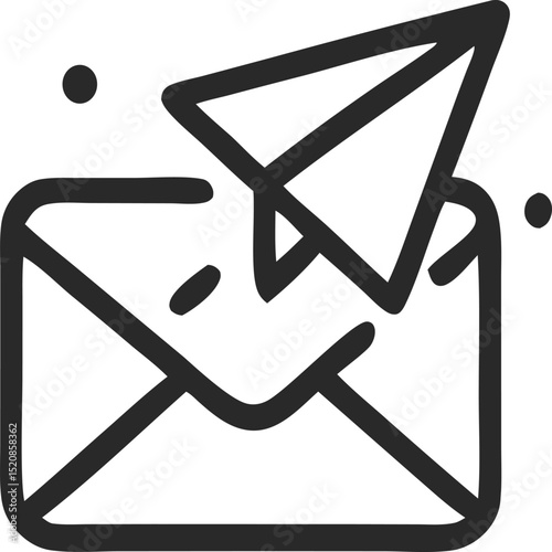 Email marketing takes flight with a paper airplane escaping an envelope. Ideal for digital marketing concepts featuring email campaigns.