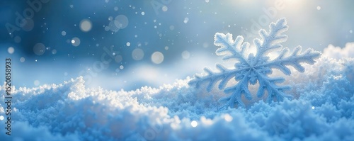 Intricate snowflake design, billowing softly like a cloud, ethereal and delicate winter scene Perfect for holiday, winter, or fantasy themes , blue, silver