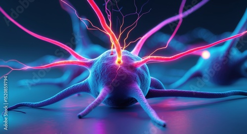Neural Network Illustration. A Detailed View of Neurons and Synaptic Connections.