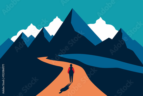 Mountain landscape with snowy peaks under a vast sky, capturing the serene beauty of nature's hills and valleys