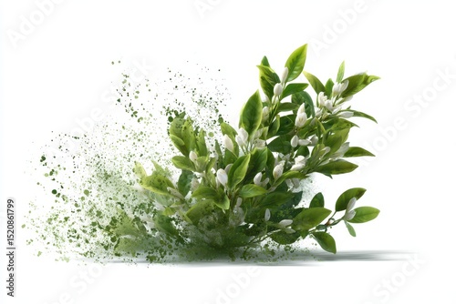 green plant slplash, isolated on white background