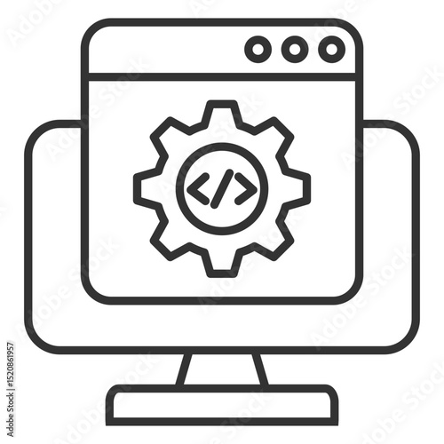 Coding Development Outline Icon