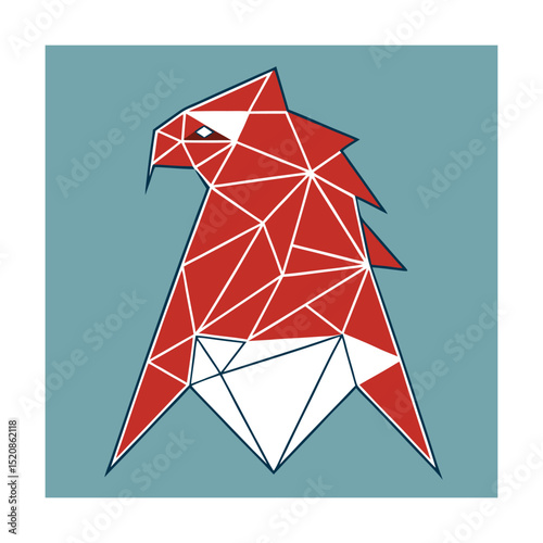 Geometric red eagle abstract bird design art