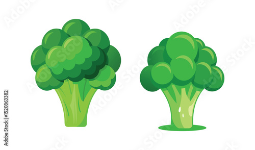 Two cartoon broccoli florets isolated on white
