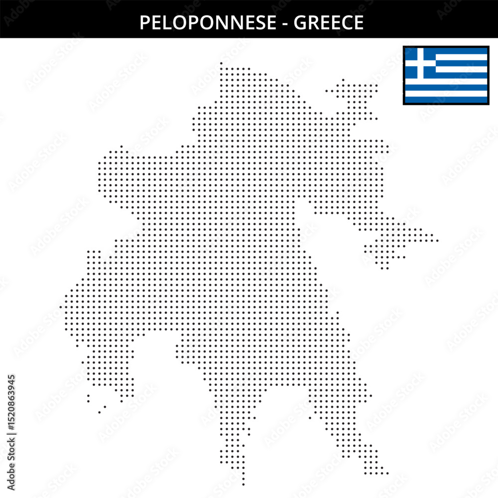 Fototapeta premium Small dots map of peloponnese of greece