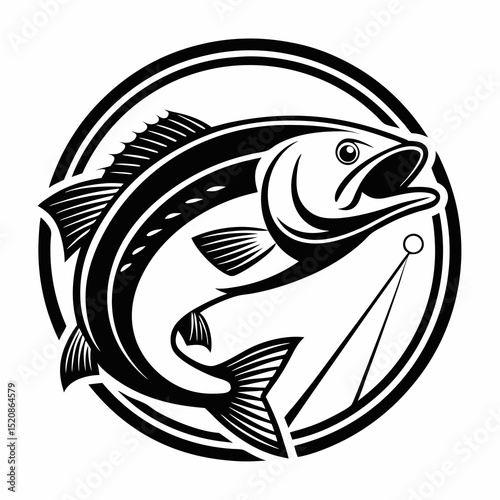 fish with hook vector 